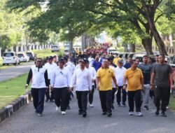 Polres Aceh Besar Gelar Olah Raga Bersama Dalam Rangka Semarak Hari Bhayangkara Ke – 79