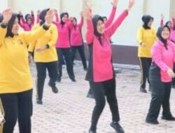 Hut Polwan Ke -77 Polres Pidi Jaya Gelar Olah Raga Bersama Ketua Bhayangkari Cabang Pidie Jaya