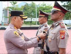 Kapolres Aceh Besar Pimpin Upacara Sertijab Kapolsek Seulimeum, AKP Mawardi Gantikan Iptu Bustamam