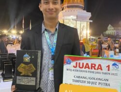 Nabigh Habiburrahim Alhadziq Juara I Cabang Tahfizh 30 Juz Putra di MTQ Aceh XXXVII  Pidie Jaya