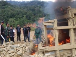 Polres Pidie, Gabungan Polda Aceh dan Kodim 0102/Pidie  Tertibkan Penambang Emas Tanpa Izin di Kawasan Geumpang