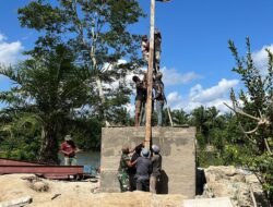 Progres Pembangunan Jembatan Gantung Desa Serasah Capai 36,15 Persen, TNI dan Masyarakat Gotong Royong Percepat Pekerjaan